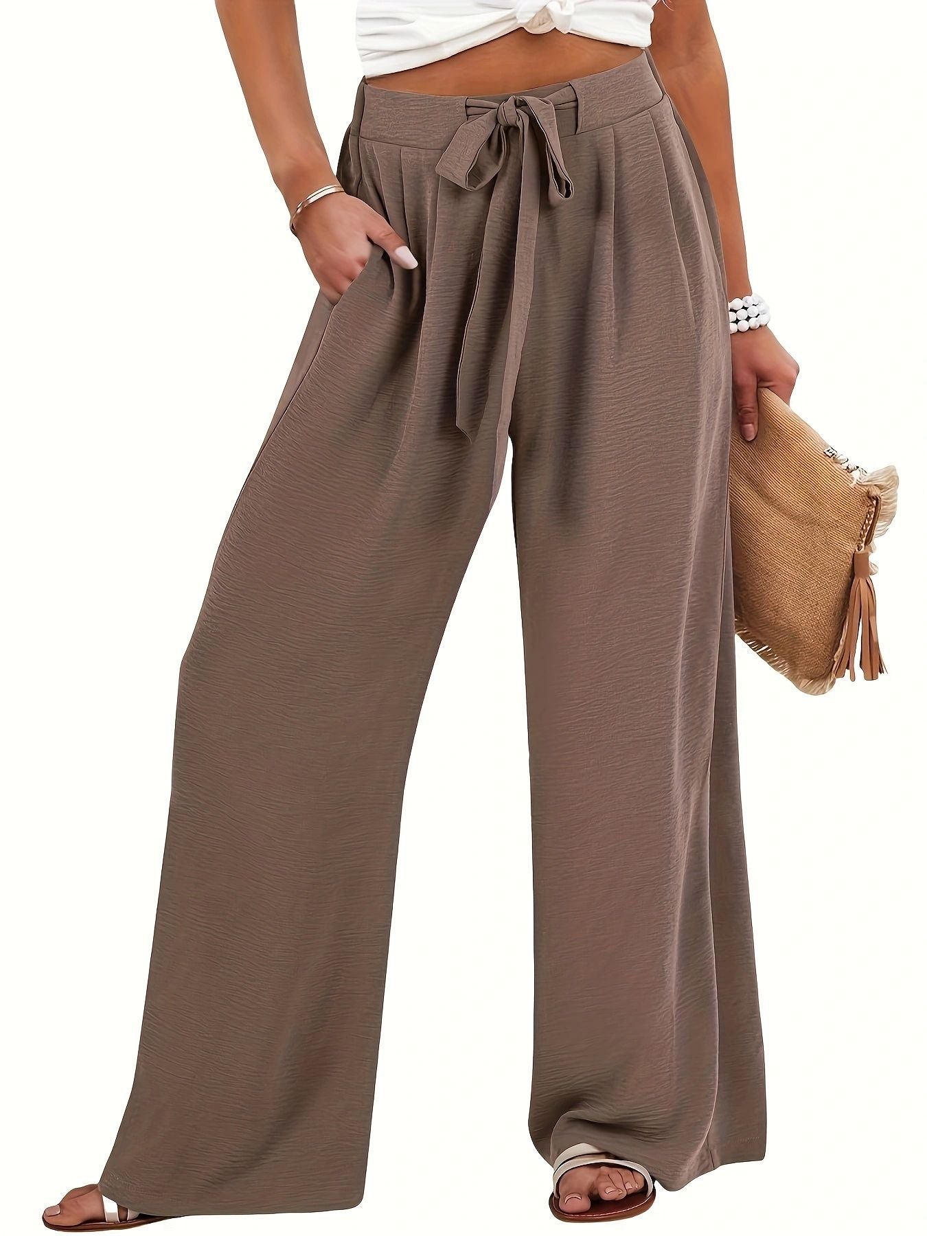 Damen Palazzo Hose Leicht und Luftig mit Taschen Sommer