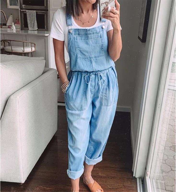 Damen Overall Denim Verstellbar Elegant
