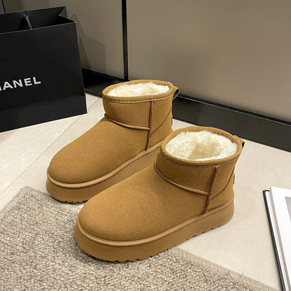 Damen Fleece Stiefeletten Warm Bequem Winter