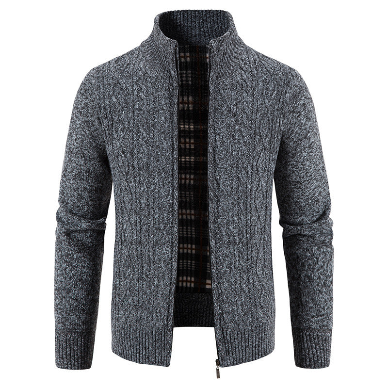 Herren Strickjacke Struktur Optik Hochkragen Modern