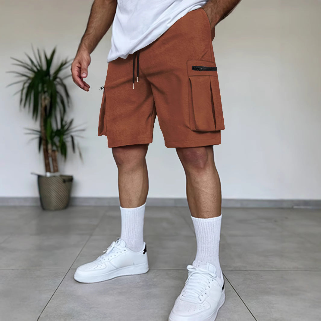 Herren Cargo Shorts Reißverschluss Taschen Funktionale Sommerhose - BerlinGlamour