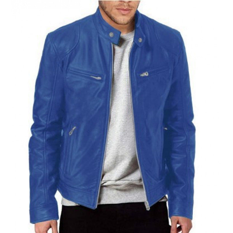 Herren Lederjacke Biker Stil Echtes Leder Schwarz