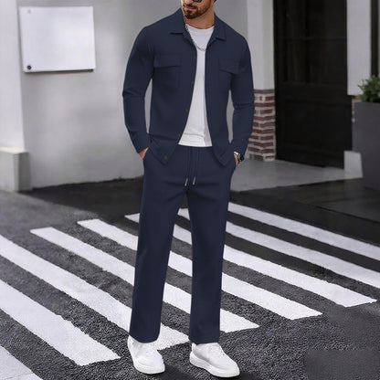 Herren Sportjacke Jogginghose Set Casual Grau