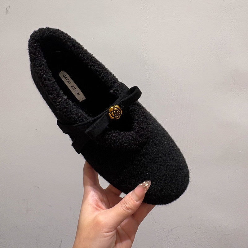 Weiche Damen Hausschuhe Fleece Warm mit Riemchen