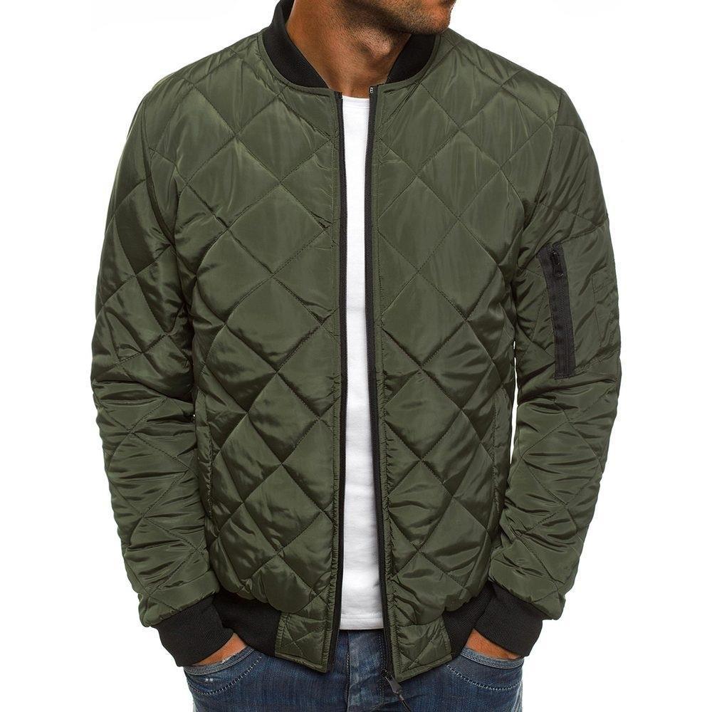 Herren Steppjacke Warm Elastisch Reißverschluss Taschen