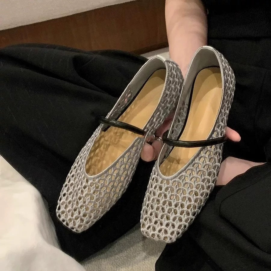 Damen Ballerinas Atmungsaktiv Netzdesign Modisch