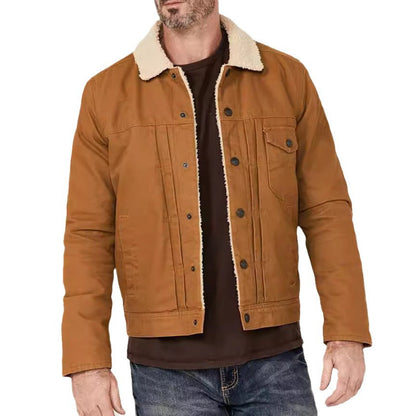 Herren Fleecejacke Baumwoll Mit Taschen Warm