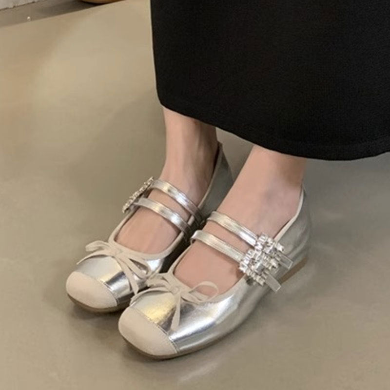 Damen Ballerinas Schleifen Riemchen Elegant - BerlinGlamour
