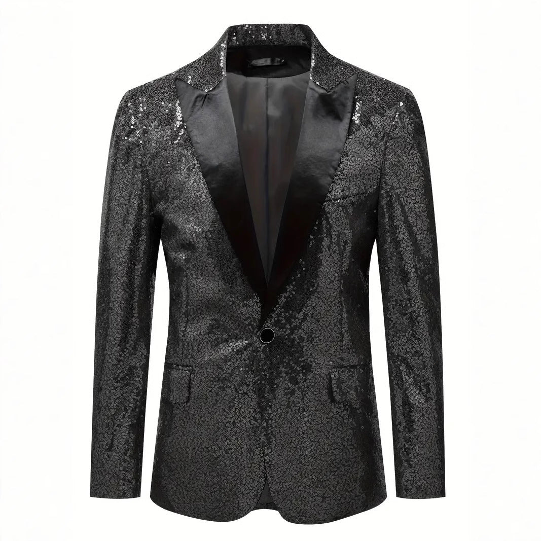 Herren Abendblazer Pailletten Schwarz Elegant