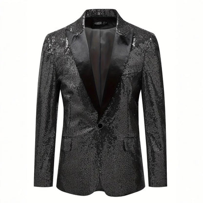 Herren Abendblazer Pailletten Schwarz Elegant