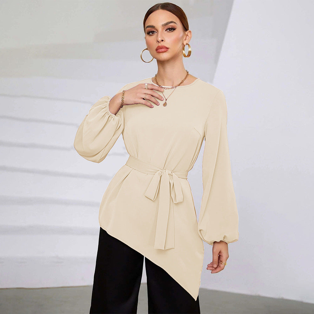 Damen Bluse Asymmetrisch Elegante Rüschen Oberteil - BerlinGlamour