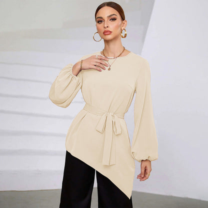 Damen Bluse Asymmetrisch Elegante Rüschen Oberteil - BerlinGlamour