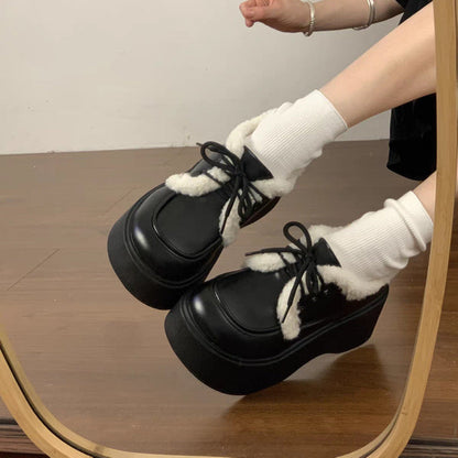 Damen Clogs Warm Schnürschuhe Bequem Winter