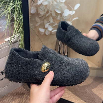 Damen Filzhausschuhe Weich Warm mit Knopfverschluss