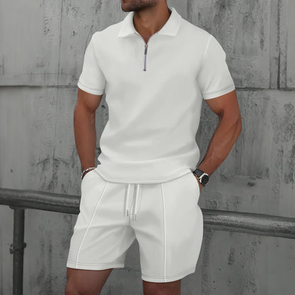 Herren Polo-Shirt Sportlich Modern Mit Reißverschluss