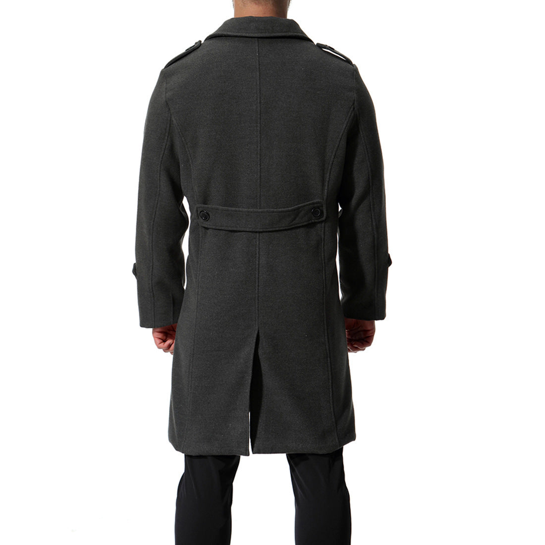 Herren Wollmantel Lang Klassisch Mit Taschen