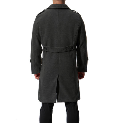 Herren Wollmantel Lang Klassisch Mit Taschen