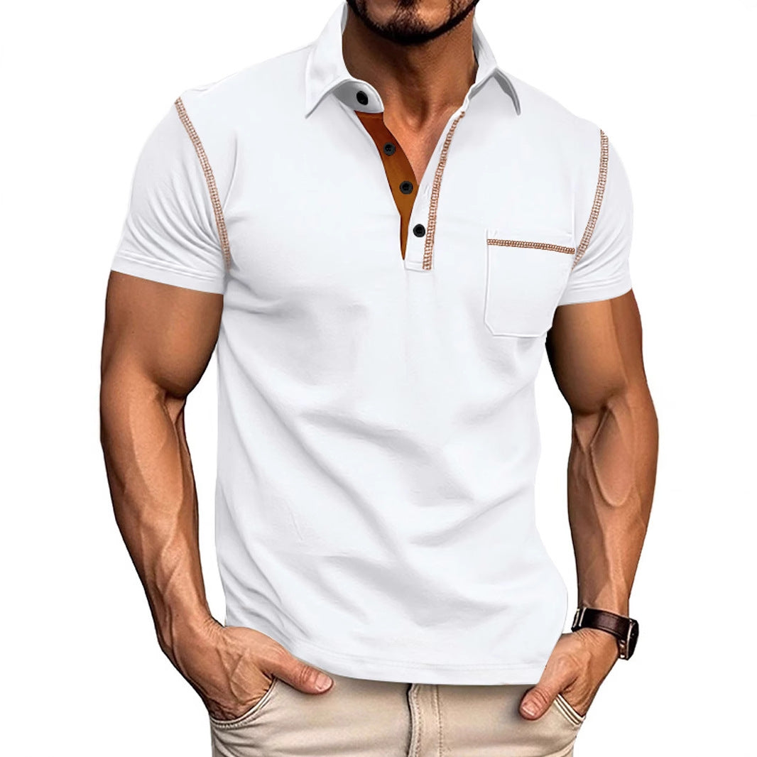 Herren Poloshirt Mit Kontrastdetails und Brusttasche Modern - BerlinGlamour