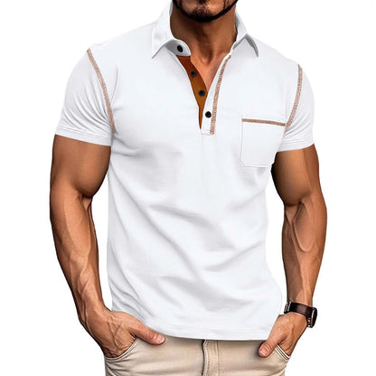 Herren Poloshirt Mit Kontrastdetails und Brusttasche Modern - BerlinGlamour