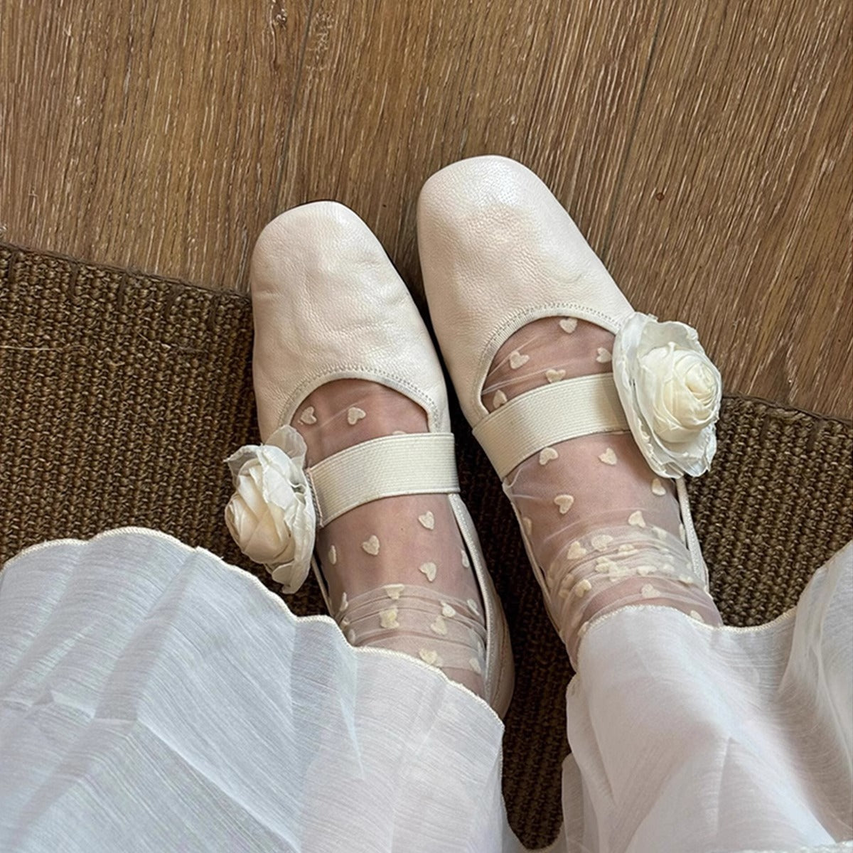 Damen Ballerinas Elegant Blumen Muster Komfort