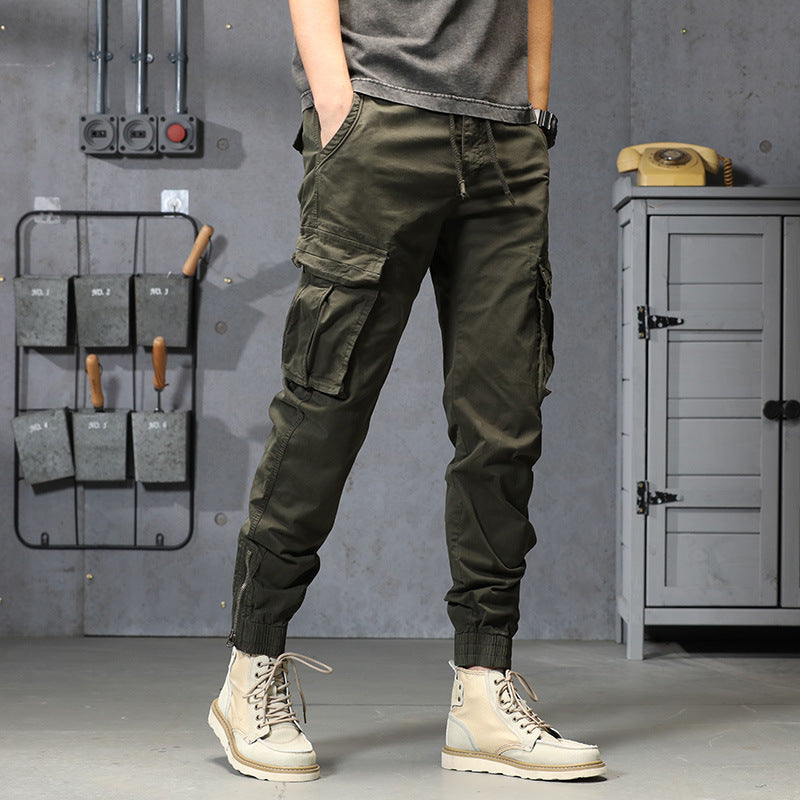 Herren Cargo-Hosen Elastischer Bund Bequem Grün