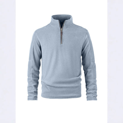 Herren Fleece Pullover Halblang Reißverschluss Elastisch Warm