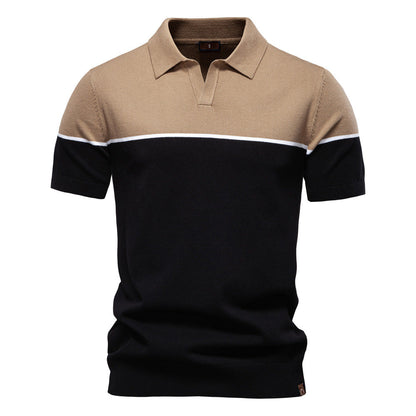 Herren Polo-Shirt Piqué-Textur Farbblock-Design Modern