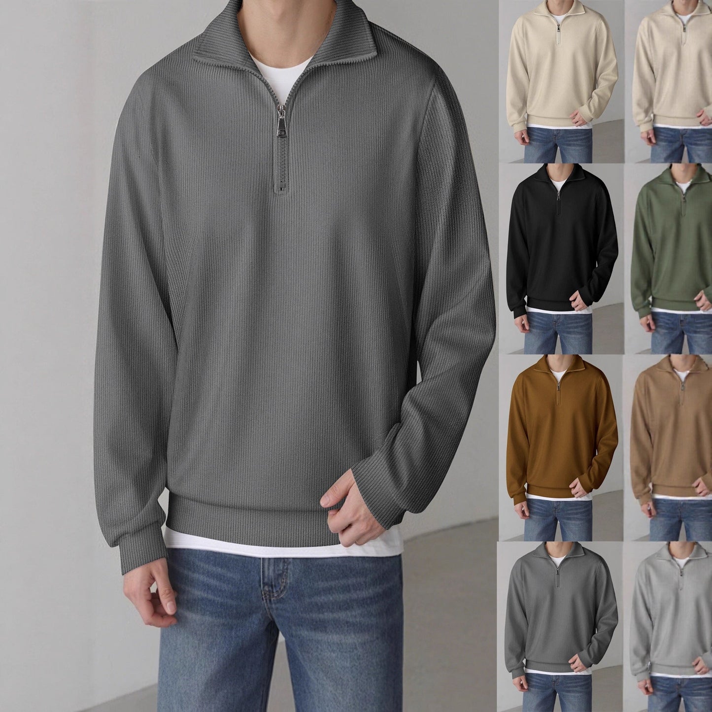 Herren Pullover Lässig Mit Reißverschluss Casual - BerlinGlamour