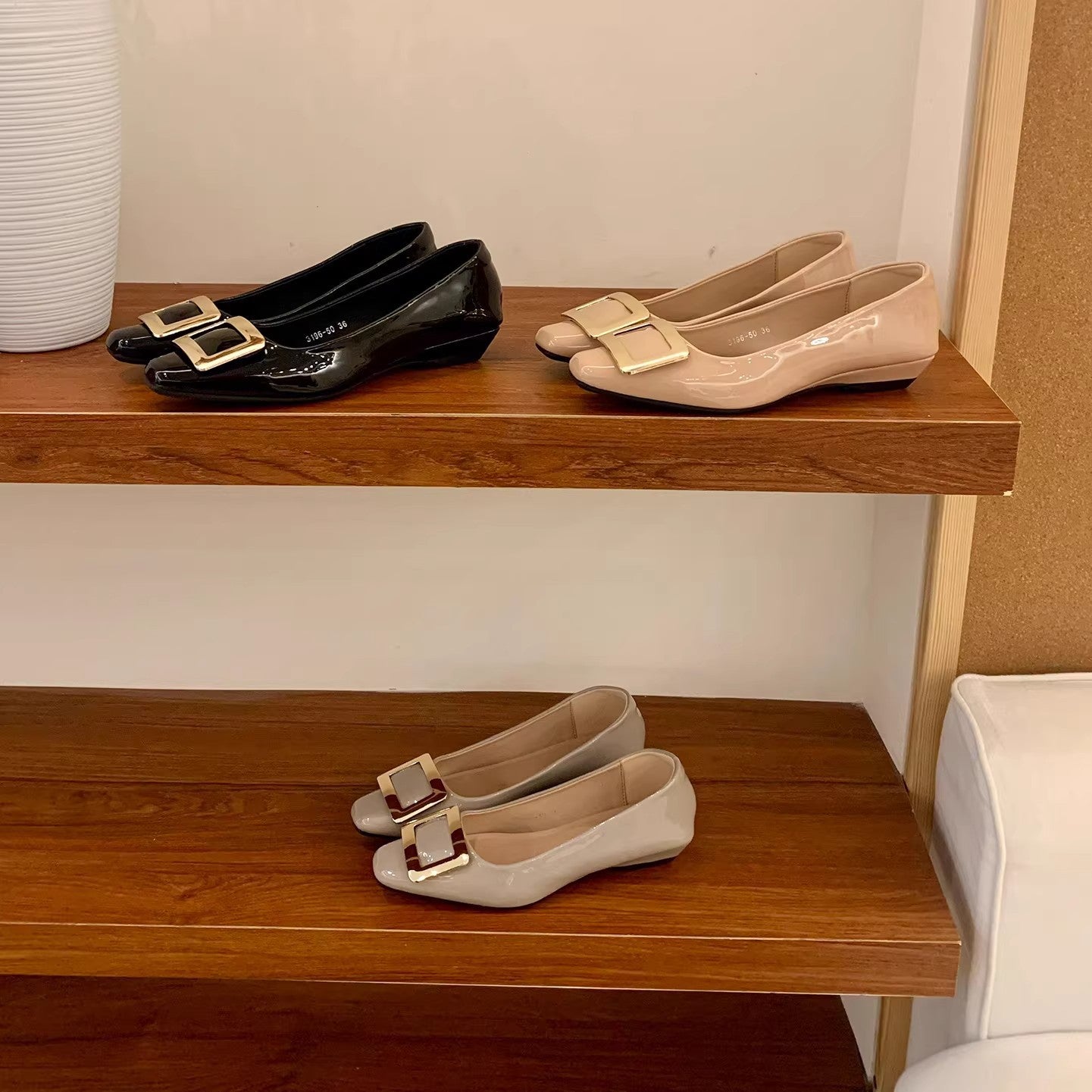 Damen Ballerinas Elegante Schuhe mit Schnallenverschluss