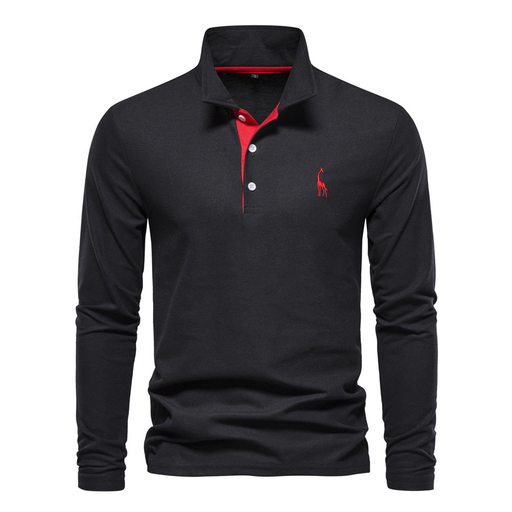 Herren Poloshirt Langarm Modern atmungsaktiv Baumwolle