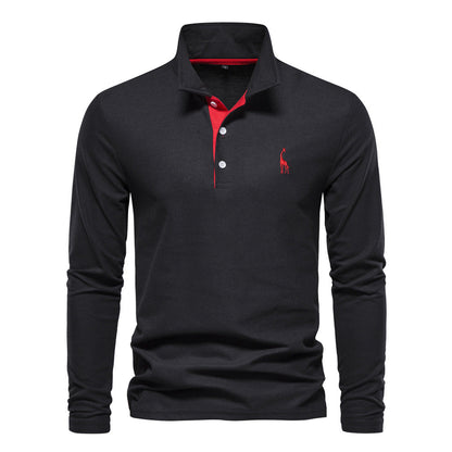 Herren Poloshirt Langarm Modern atmungsaktiv Baumwolle