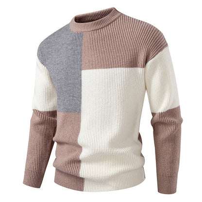 Herren Pullover Strukturoptik Modern Rundhals Farbenfroh