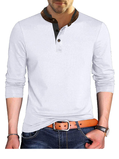 Herren Langarmshirt Henley Kragen Modern