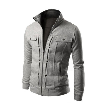 Herren Fleecejacke Modern mit Kragen und Taschen