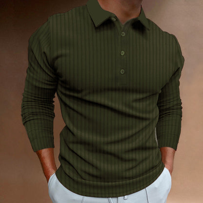Herren Polo-Shirt Langarm Strukturiert Modern