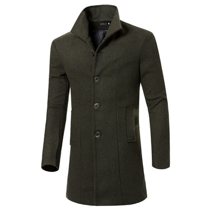 Herren Woolcoat Stehkragen Modern Taschen Elegante Winterjacke