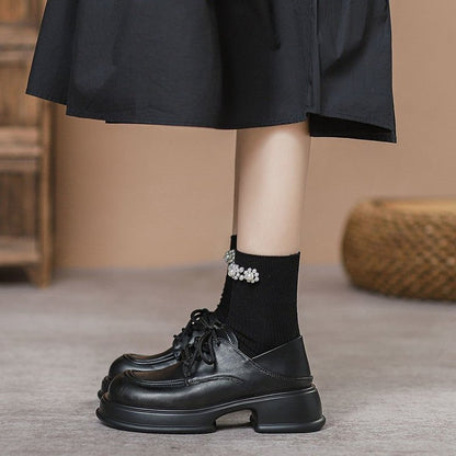 Damen Schnürschuhe Klassisch Bequem Laufsohle