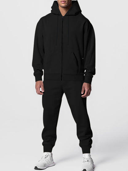 Herren Fleece Jogginganzug Kapuze Sportlich Bequem