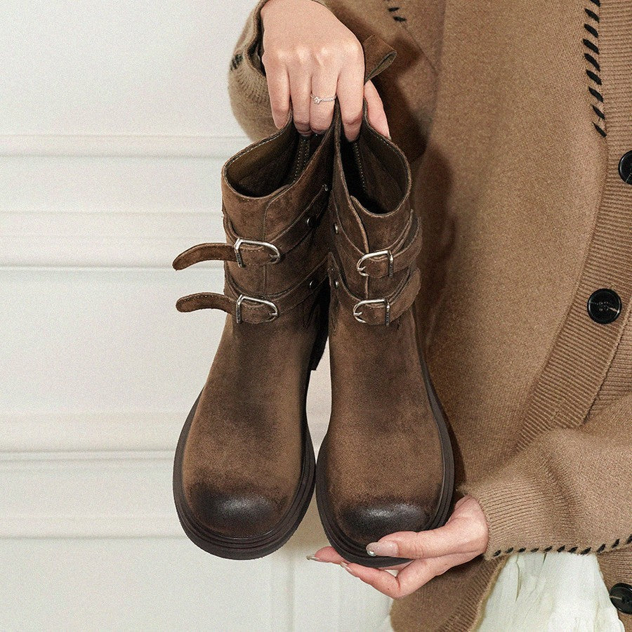 Damen Stiefel Ankle Boots Robust Schnürsenkel Schwarz - BerlinGlamour