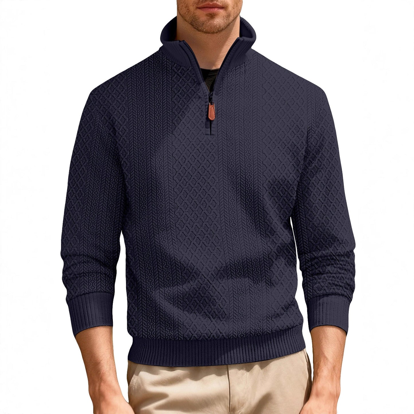 Herren Pullover Lässig Stehkragen Strick Qualität