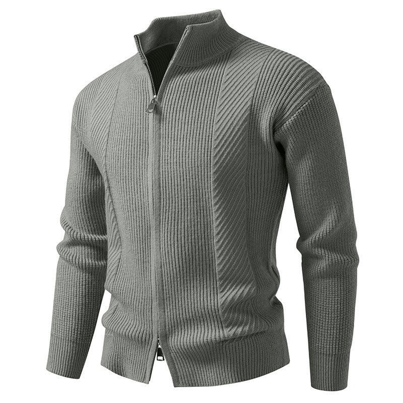 Herren Strickjacke Modern mit Stehkragen und Reißverschluss - BerlinGlamour