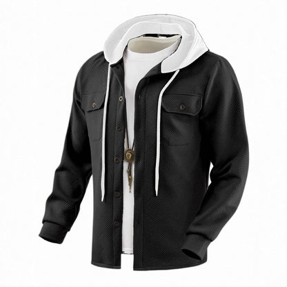 Herren Hybrid-Jacke Modern mit Abnehmbarer Kapuze und Taschen