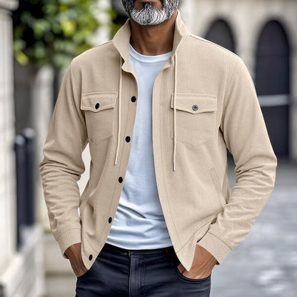 Herren Cordjacke Lässig Mit Taschen Braun