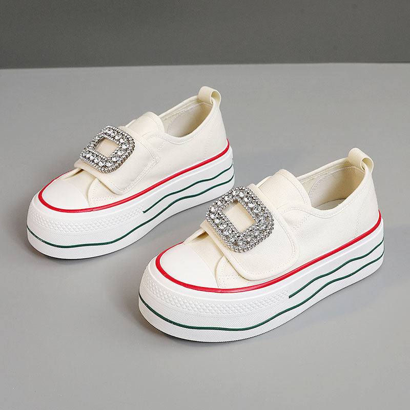 Damen Sneaker Hoch Plattform Glitzer Schnalle