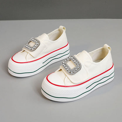 Damen Sneaker Hoch Plattform Glitzer Schnalle