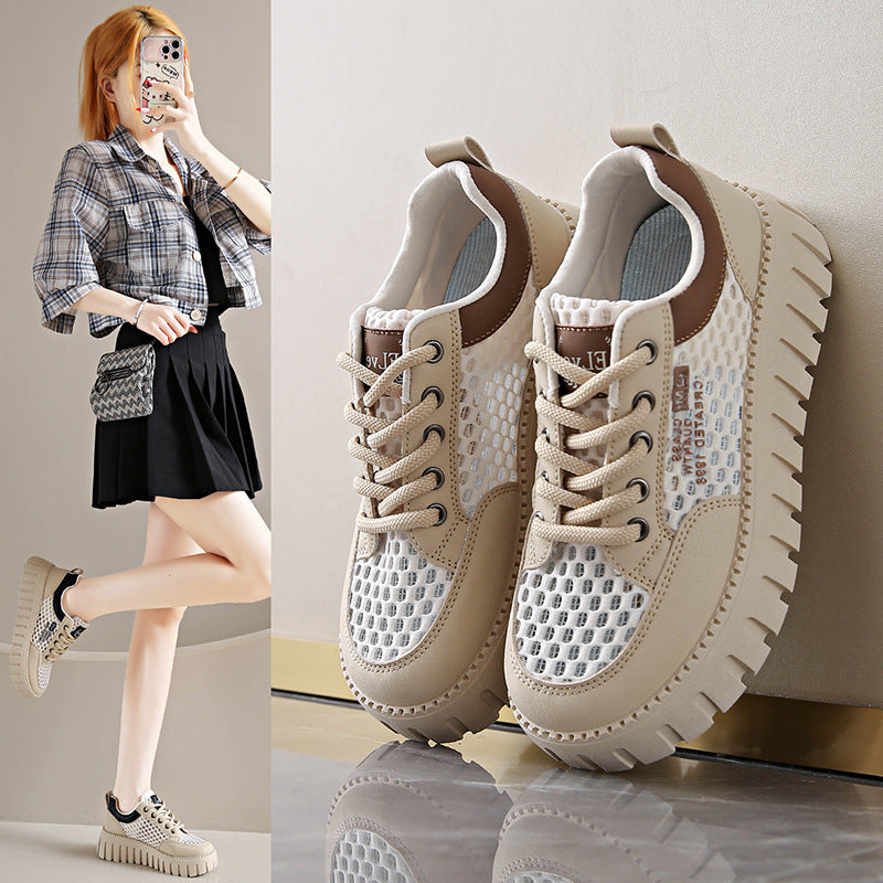Damen Plateau Sneaker atmungsaktiv robust Schwarz - BerlinGlamour