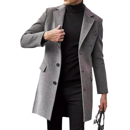 Herren Wollmantel Warm Modern Schlank