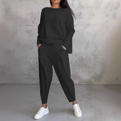 Damen Jogginganzug Bequem mit Taschen und Weiten Ärmeln