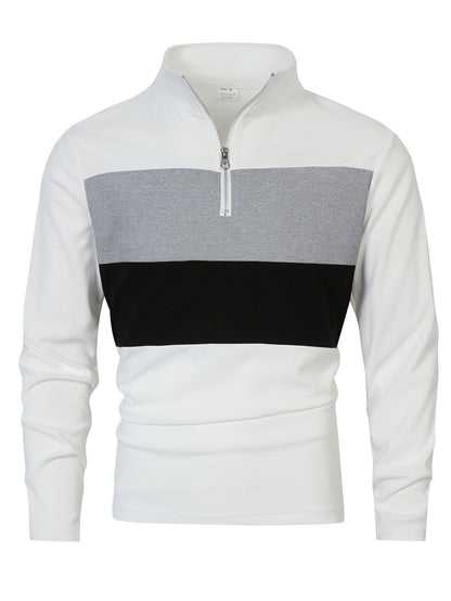Herren Pullover Reißverschluss Farbblock Modern