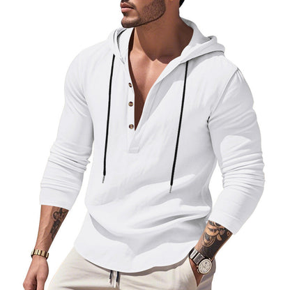 Herren Kapuzenpullover atmungsaktiv mit Knöpfen